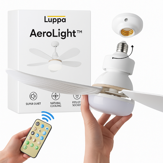 AeroLight présentation blanc ampoule ventilateur telecommande