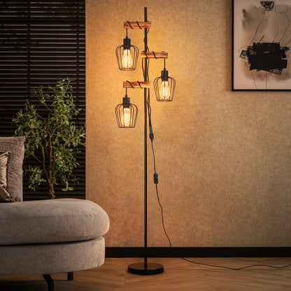 Lampadaire Industriel Bois et Métal : L'Authenticité Vintage au Cœur de la Chambre
