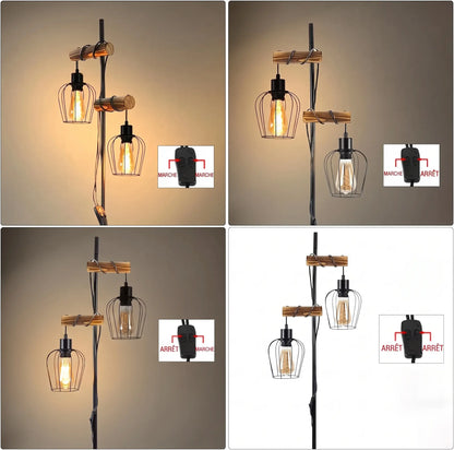 Lampadaire Industriel Bois et Métal : L'Authenticité Vintage au Cœur de la Chambre