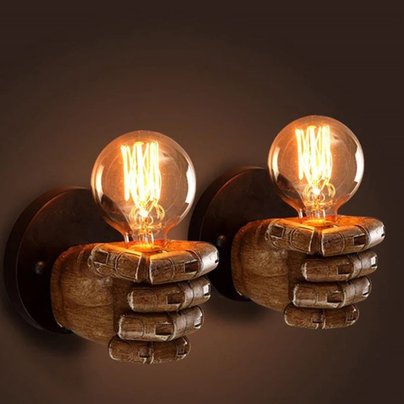 Lampe Murale Poing Rétro - double installation