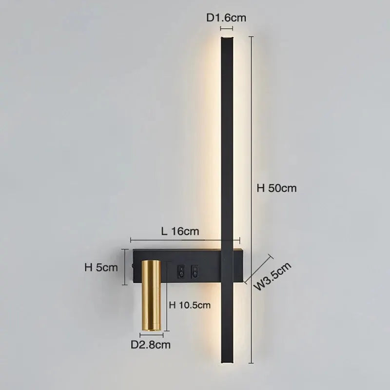 Lampe de Chevet Murale LED Moderne dimensions