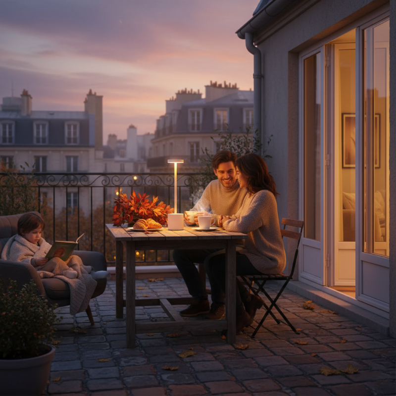 Lampe de table sans fil presentation terrasse