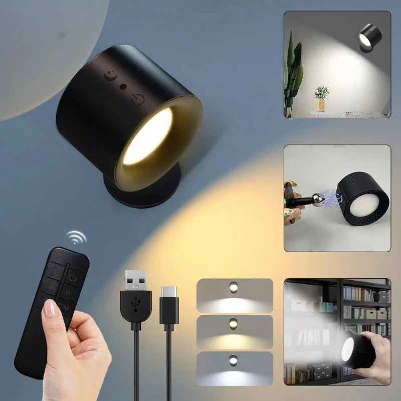 Applique Murale LED Sans Fil Miro France - Rotative 360°, Télécommande, Batterie 1800 MAh - Pour Chambre, Chevet, Ambiance