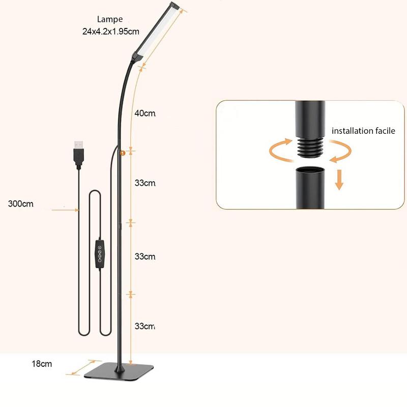 Lampe LED Sur Pied avec Télécommande