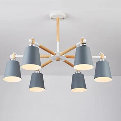 Lustre Moderne en Fer et Bois