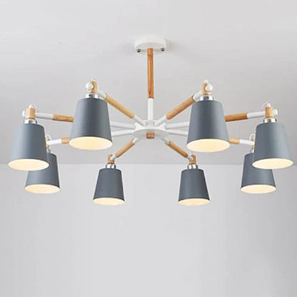 Lustre Moderne en Fer et Bois