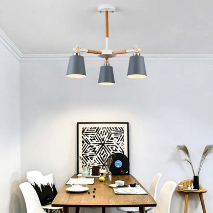 Lustre Moderne en Fer et Bois