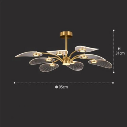 Plafonnier Floral Doré 8 lumieres modèle