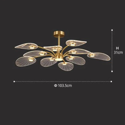 Plafonnier Floral Doré grand modèle