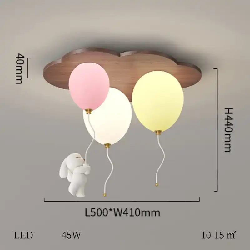 Plafonnier LED Ballon pour chambre d'enfant variant 3 ballons et lapin