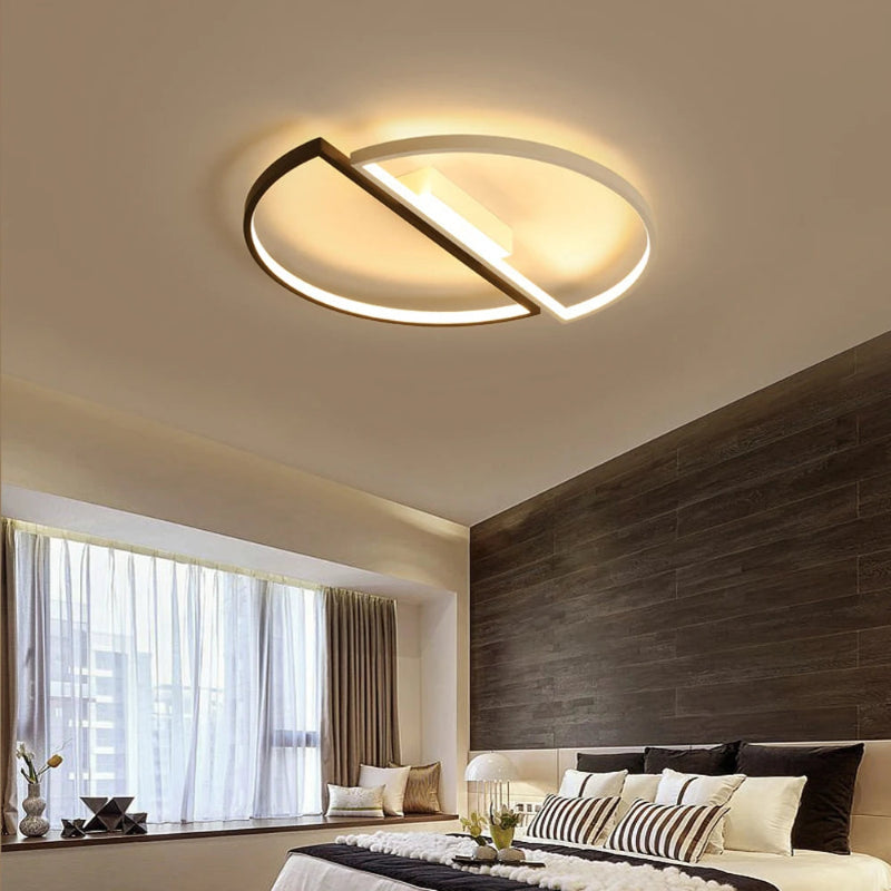 Plafonnier LED Demi-Cercle blanc noir chambre