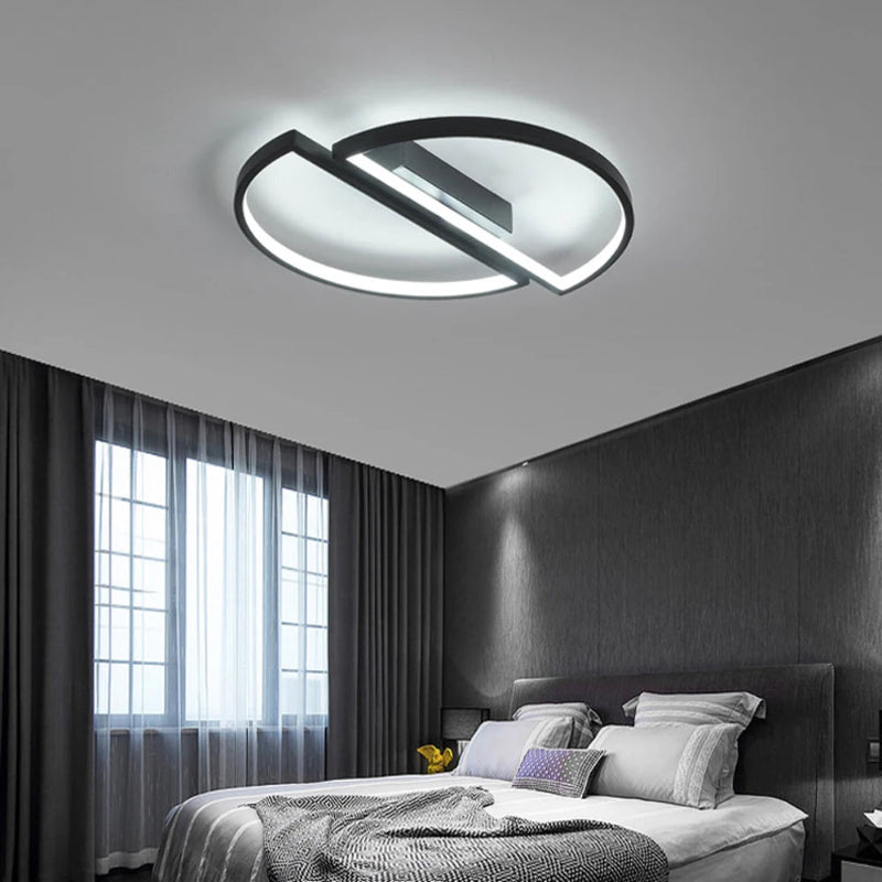 Plafonnier LED Demi-Cercle noir chambre