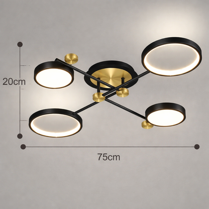 Plafonnier LED doré 4 têtes design moderne compact diamètre 75 cm luminaire plafond chambre ou salon