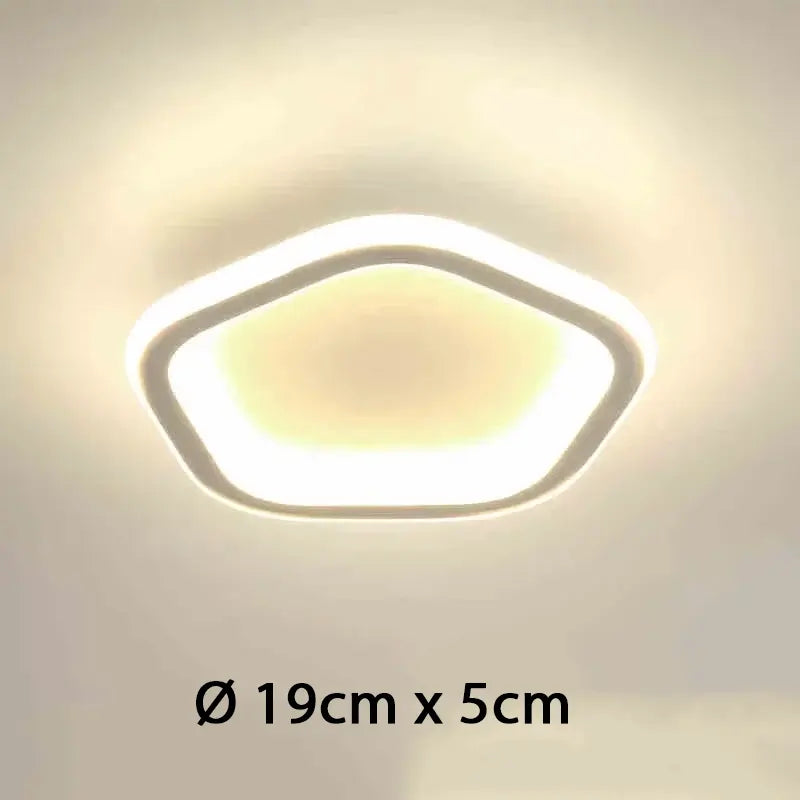 Plafonnier LED Minimaliste 3 Couleurs Pentagone Blanc