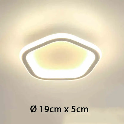 Plafonnier LED Minimaliste 3 Couleurs Pentagone Blanc