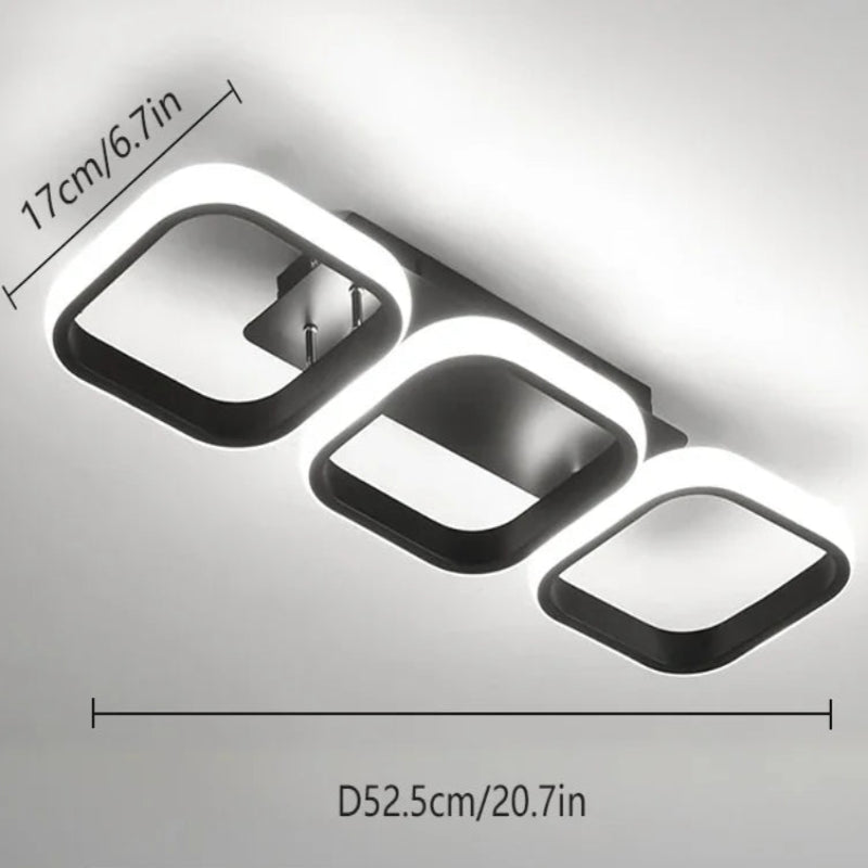 Plafonnier LED modern carrés triple dimension