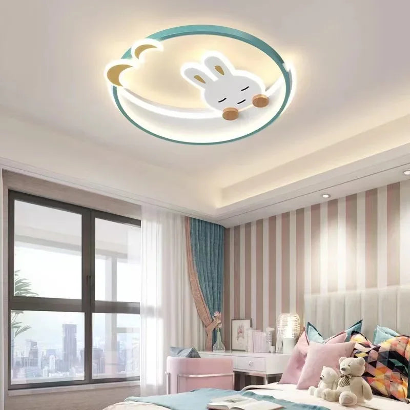 Plafonnier Lapin Lune chambre vert luppa