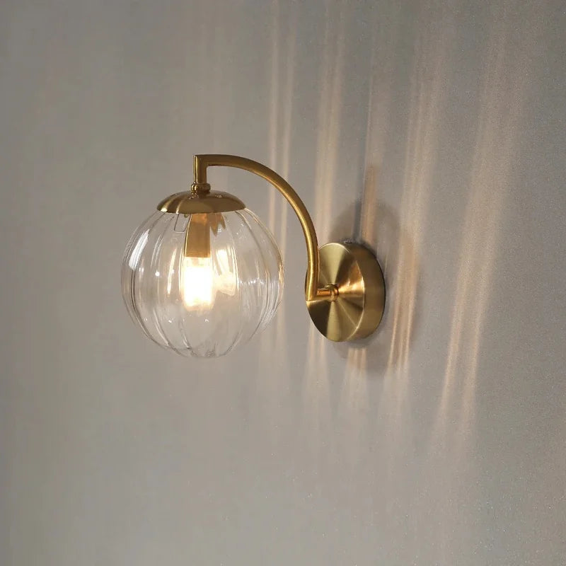 Applique murale globe en verre coloré avec support doré – photo produit 5