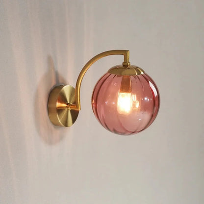 Applique murale globe en verre coloré avec support doré – photo produit 6