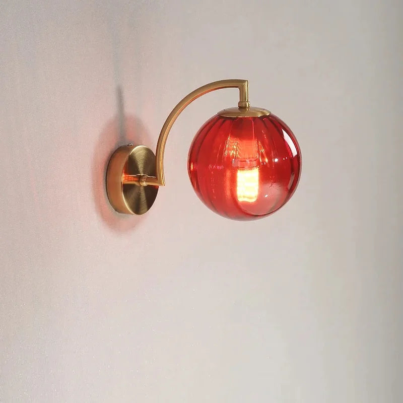 Applique murale globe en verre coloré avec support doré – photo produit 8