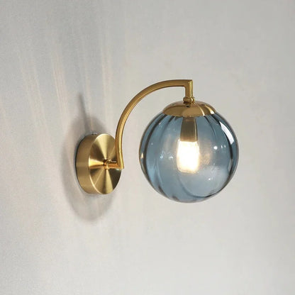 Applique murale globe en verre coloré avec support doré – variante 4