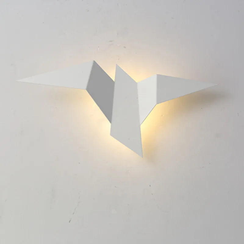 Applique murale LED oiseau origami blanche avec halo lumineux décoratif