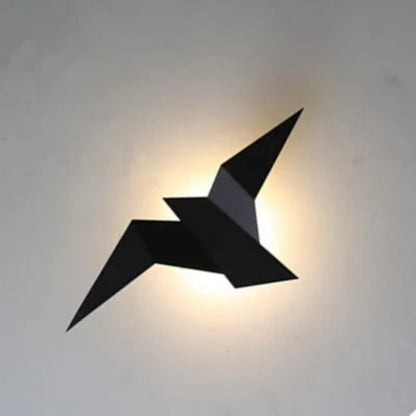 Applique murale LED oiseau origami noire avec éclairage indirect chaleureux