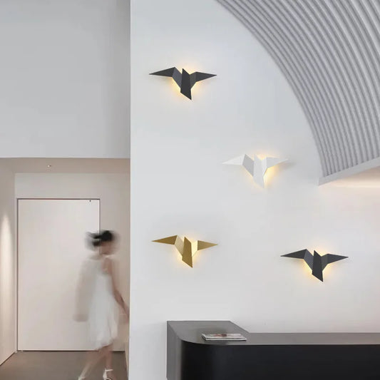 Applique murale LED origami oiseau design avec éclairage décoratif sur mur moderne