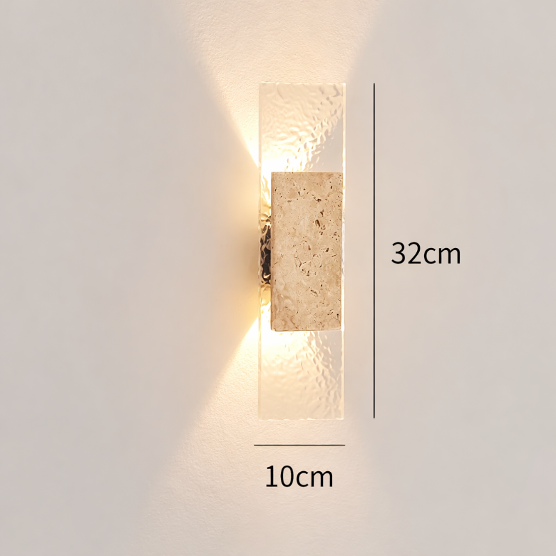 Dimensions de l’applique murale Petra-Linéaire en pierre naturelle hauteur 32 cm largeur 10 cm