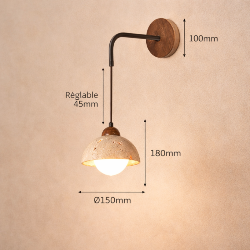Dimensions de l'applique en pierre naturelle 15x18cm