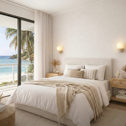 Chambre avec applique murale en pierre et verre by Luppa