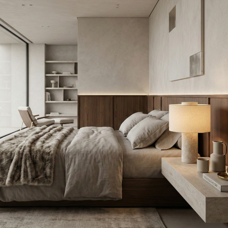 Chambre chic avec lampe de chevet en marbre by luppa