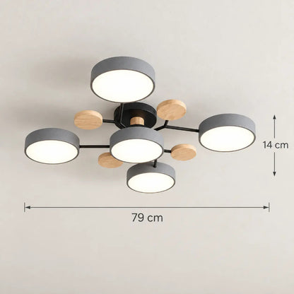 Dimensions du plafonnier LED gris Arbor-Lumière avec structure semi-encastrée