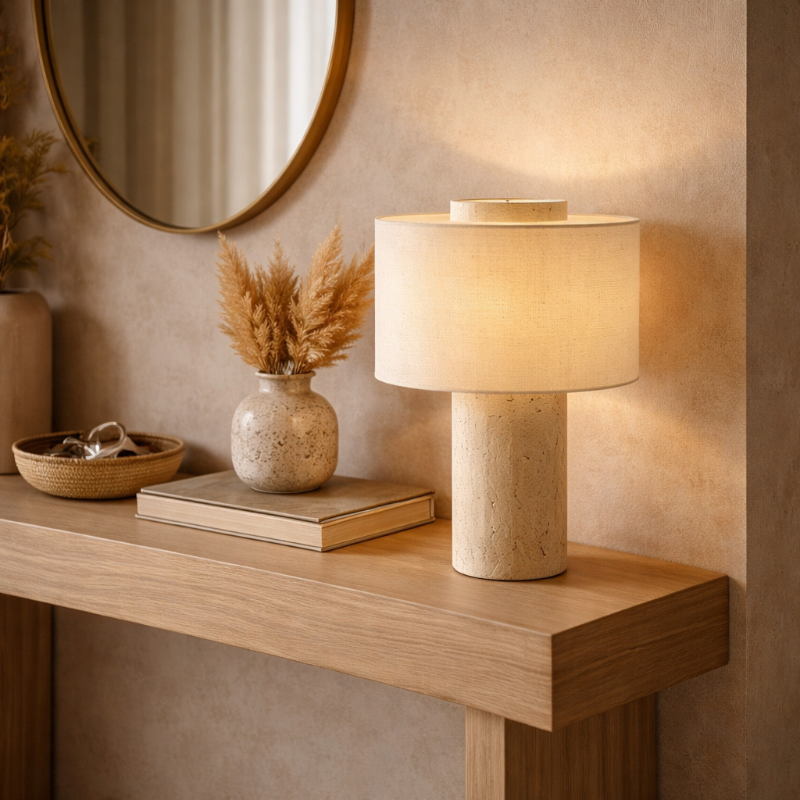 Console d'entrée avec lampe en travertin by Luppa