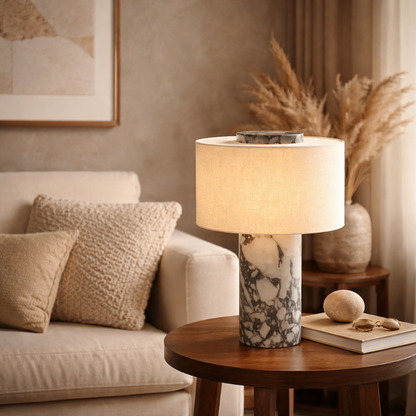 Salon moderne avec lampe en marbre Anthracite by Luppa