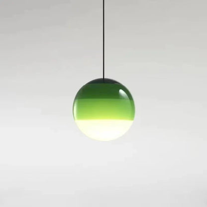 Suspension boule en verre dégradé vert
