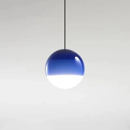 Suspension boule en verre dégradé bleu