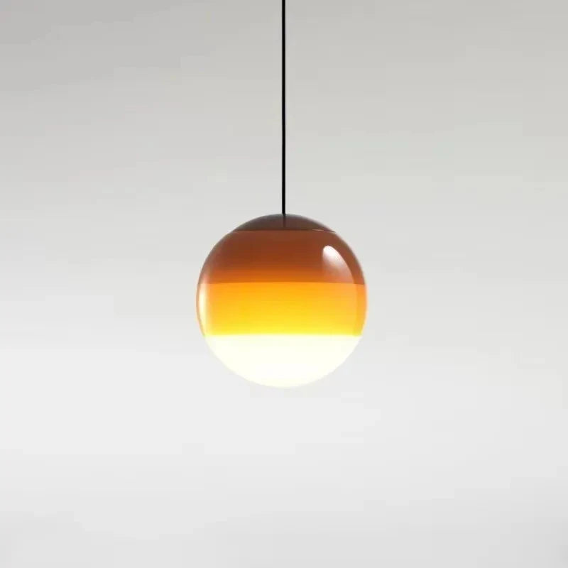 Suspension boule en verre dégradé jaune