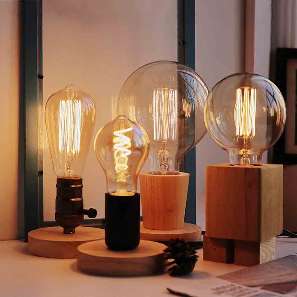 Lampe de chevet design bois