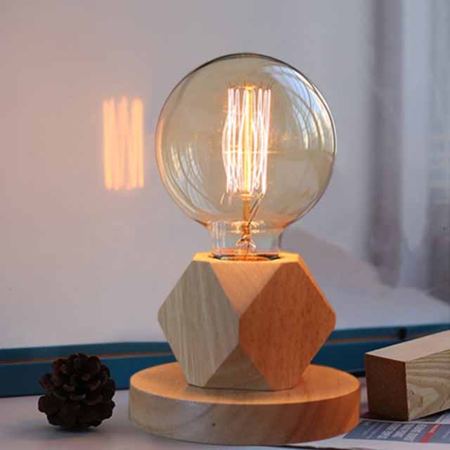 Lampe de chevet design bois